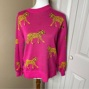 Vibrant Pink Sweater with Cheetah Design